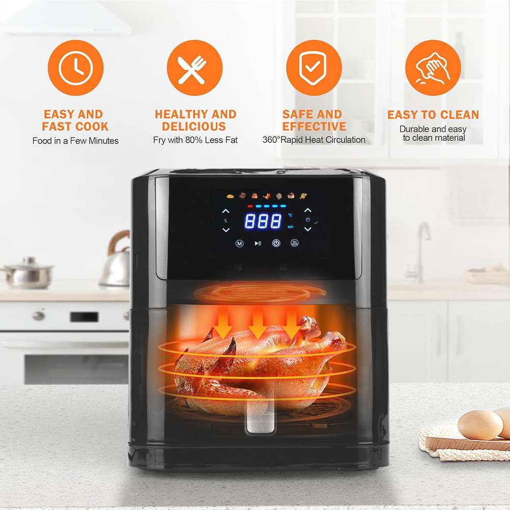 Freidora Sin Aceite Marvo Cocina Premium Tactil 8l Negro®