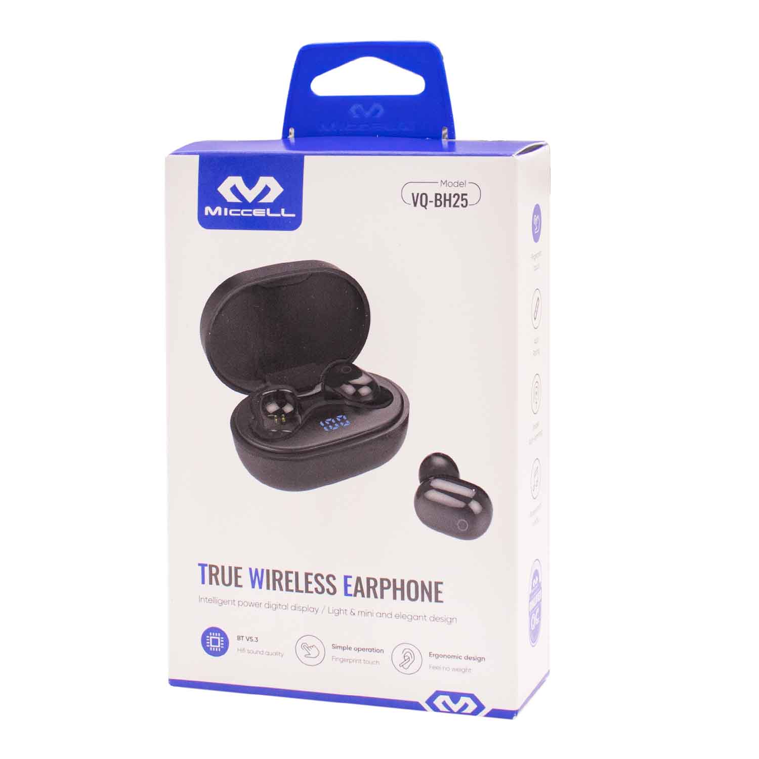 Auricular Inalambrico Miccell Bh25 Bt Tws Negro Led®