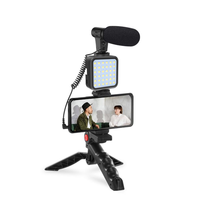 Kit De Microfono+ Luz Led + Tripode Ay-49