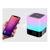 Parlante Reloj Despertador Bluetooth Veladora Rgb Recargable