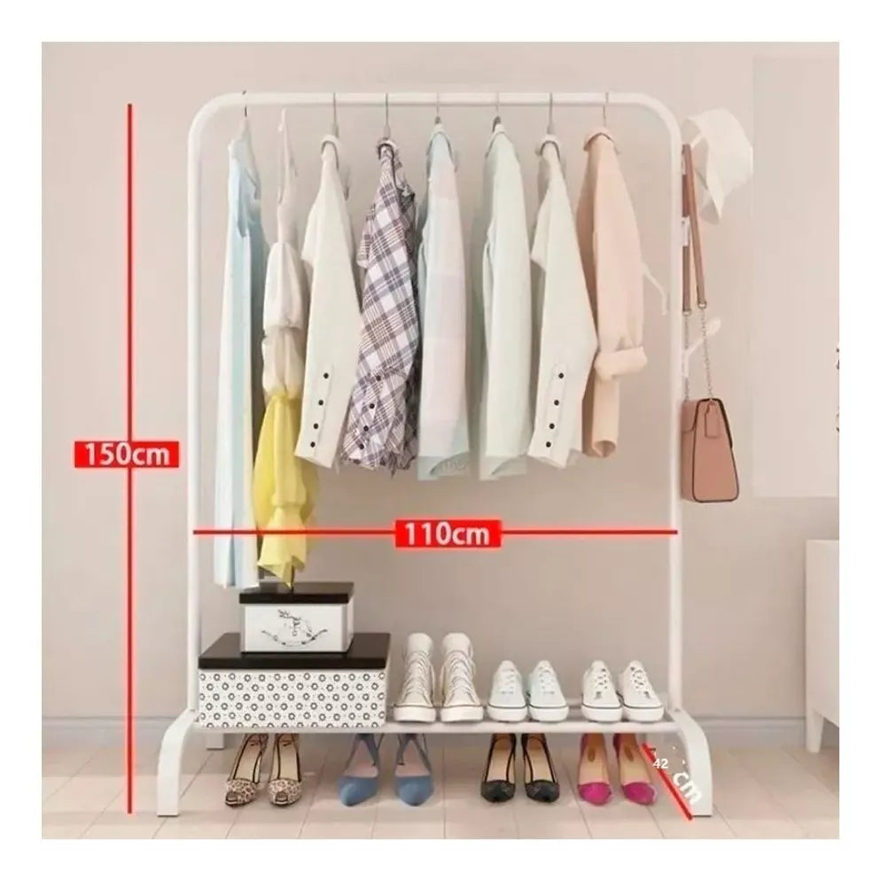 Perchero De Metal Blanco Resistente Con 4 Ganchos 110x150cm
