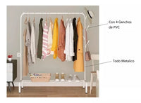 Perchero De Metal Blanco Resistente Con 4 Ganchos 110x150cm