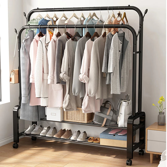 Perchero De Metal Con Doble Estante