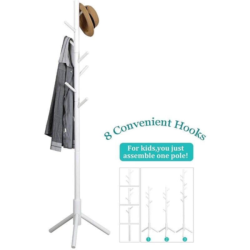 Perchero Madera Bambu De Pie 175x42cm Color Blanco