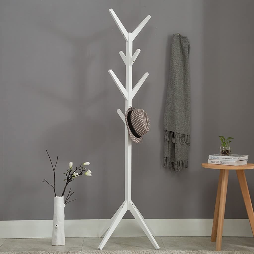 Perchero Madera Bambu De Pie 175x45cm Blanco