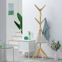 Perchero Madera Bambu De Pie 175x45cm Claro.