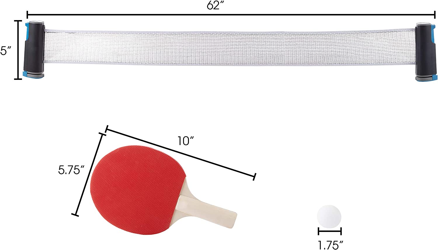 Set Ping Pong Red Extensible 2 Paletas 3 Pelotas Profesional