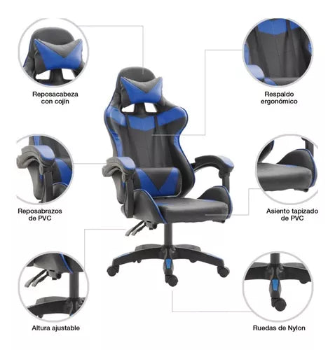 Silla Gamer Esport Reclinable Con Almohadones Ergonómica