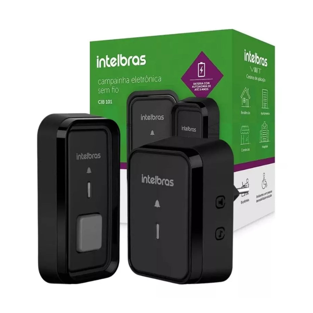 Timbre Inalámbrico Intelbras Black Cib 101, Color Negro, 110 V/220 V