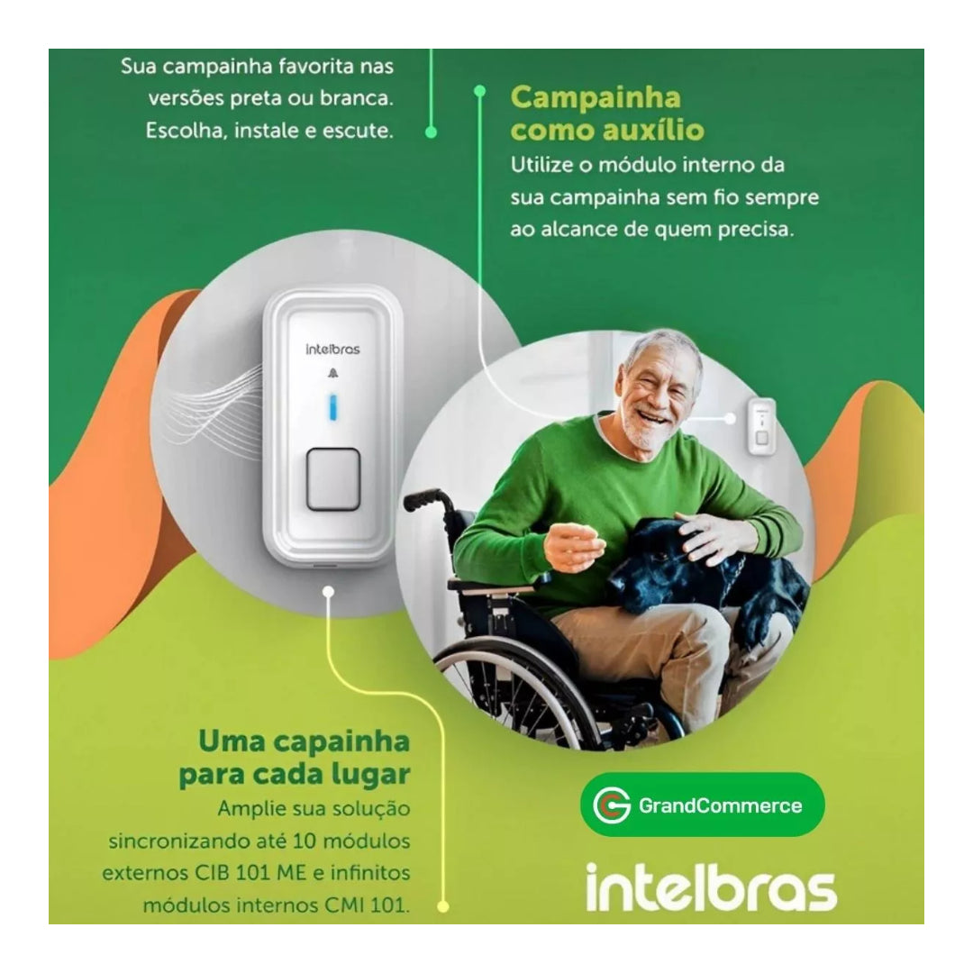 Timbre Inalámbrico Intelbras Black Cib 101, Color Negro, 110 V/220 V