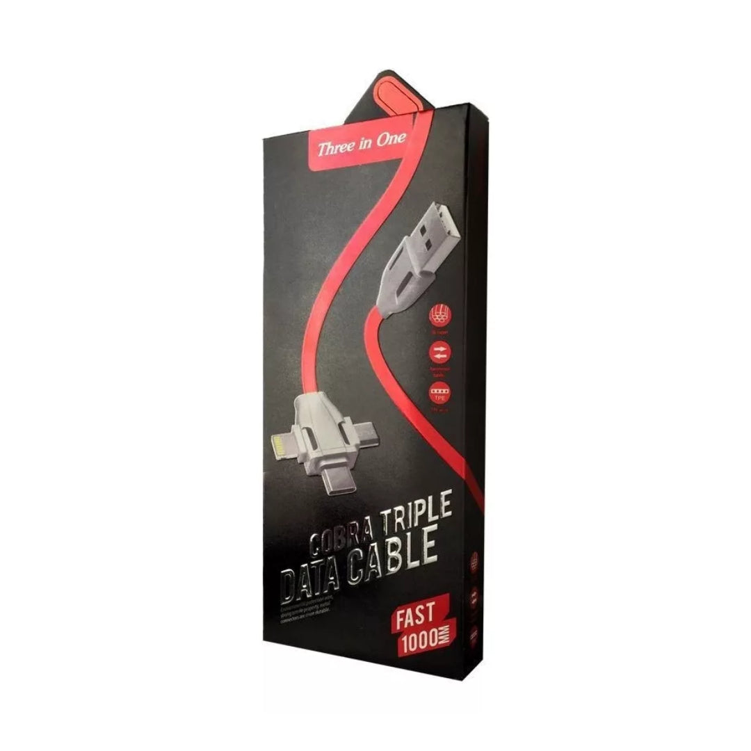 Cable 3 En 1 Micro Usb, Tipo C, Compatible Lightning 1.2m®