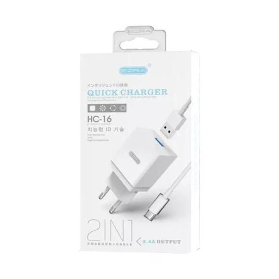 Cargador De Pared 2.4a Con Una Salida Usb + Cable Micro Usb®