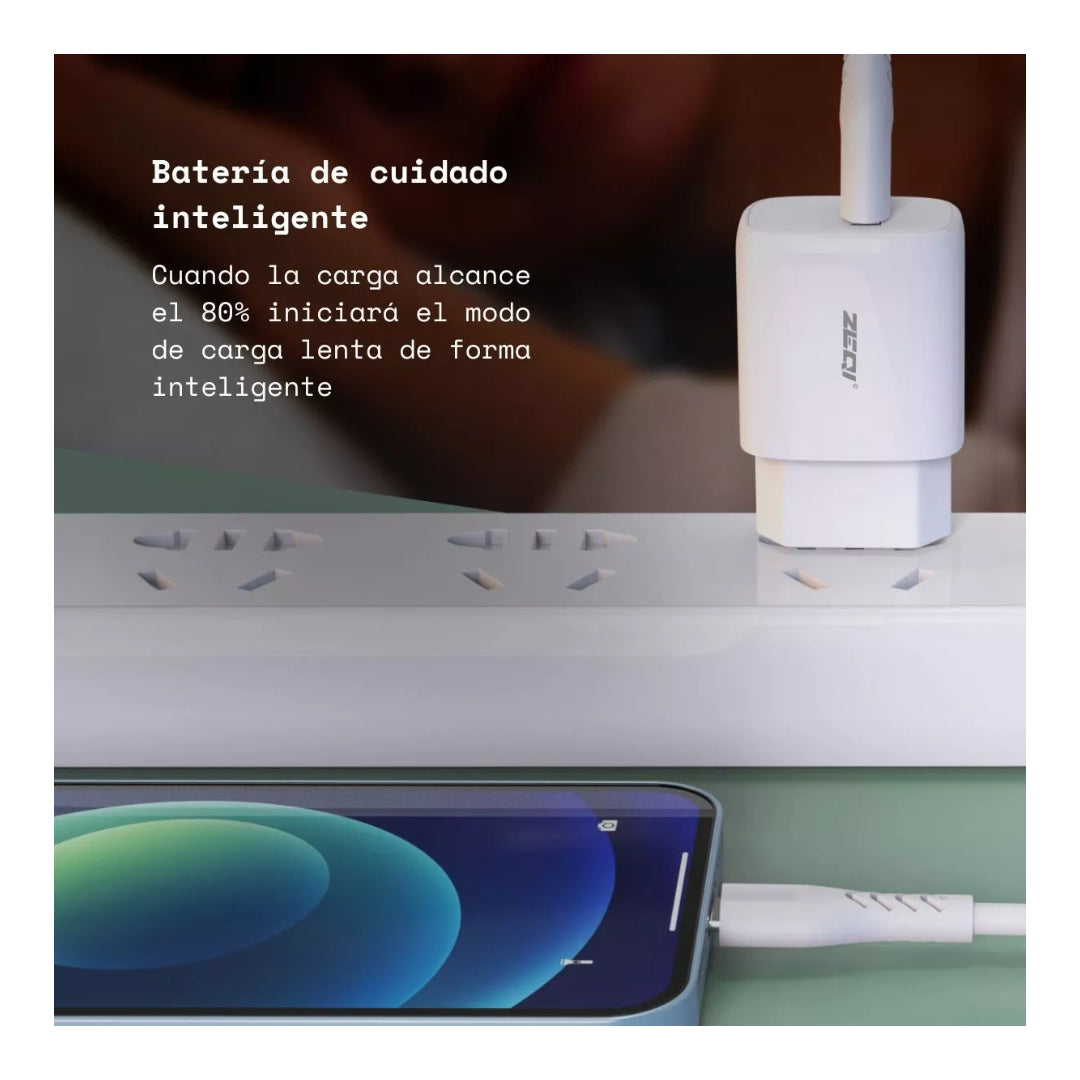 Cargador De Pared 2.4a Con Una Salida Usb + Cable Micro Usb®