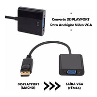 Cable Adaptador De Convertidor De Vídeo Analógico Displayport P/ Vga