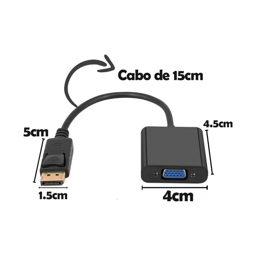 Cable Adaptador De Convertidor De Vídeo Analógico Displayport P/ Vga