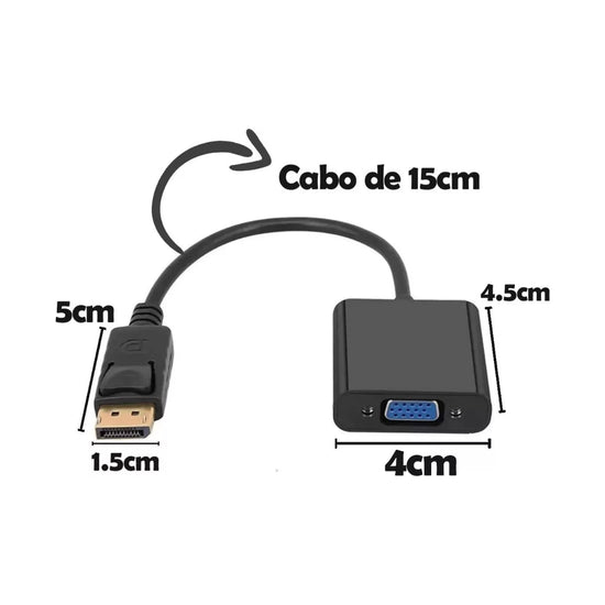 Cable Convertidor De Vídeo Analógico Displayport P/ Vga