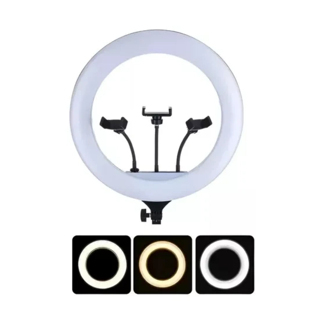 Aro Luz Led Profesional 36cm Con 3 Soportes Para Celular®