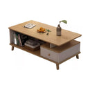 Mesa Ratona Premium Auxiliar Natural Estante Cajón 120x60cm®