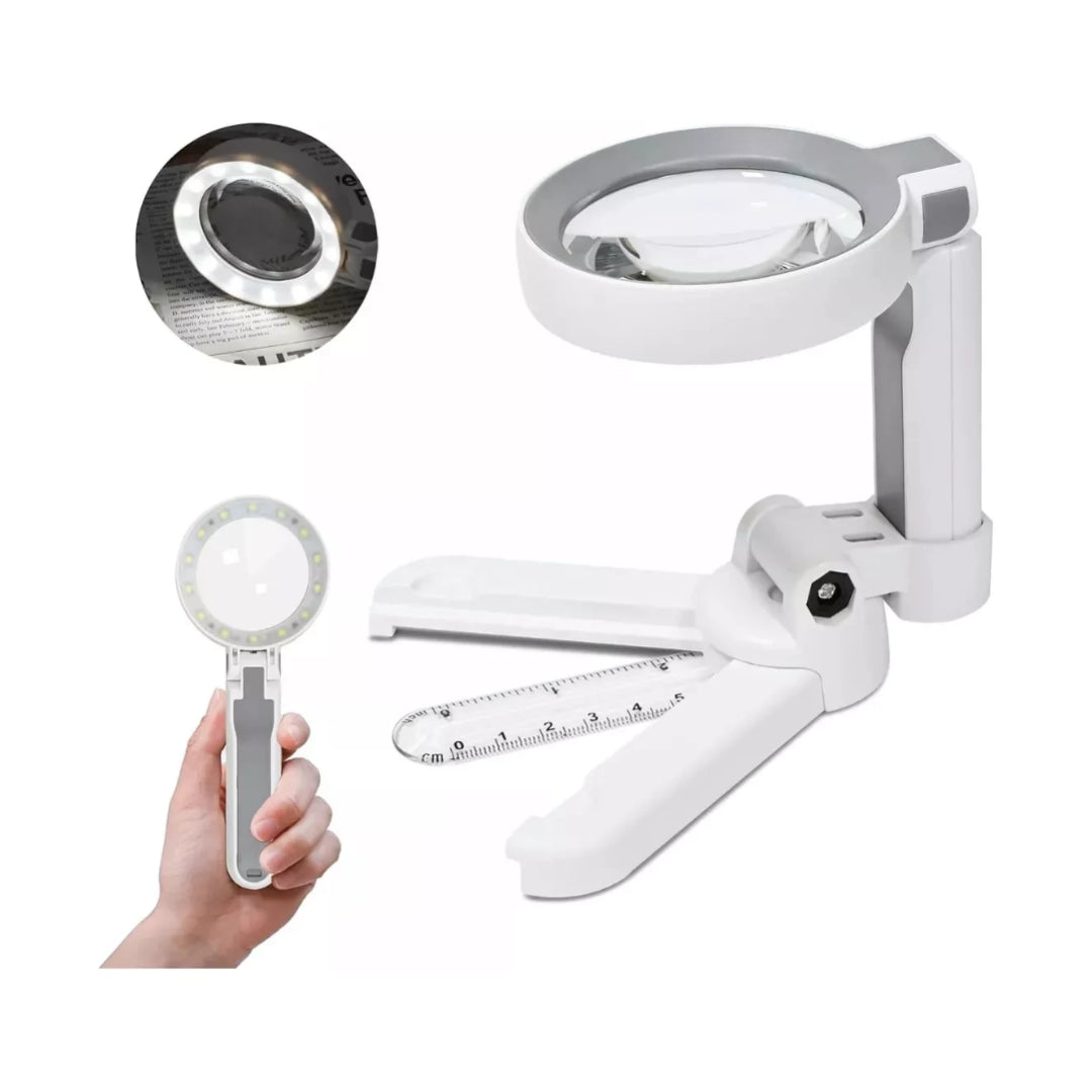Lupa De Mesa Regla 2.5x Y 8.25x Aumentos Con Luz Led Blanca®
