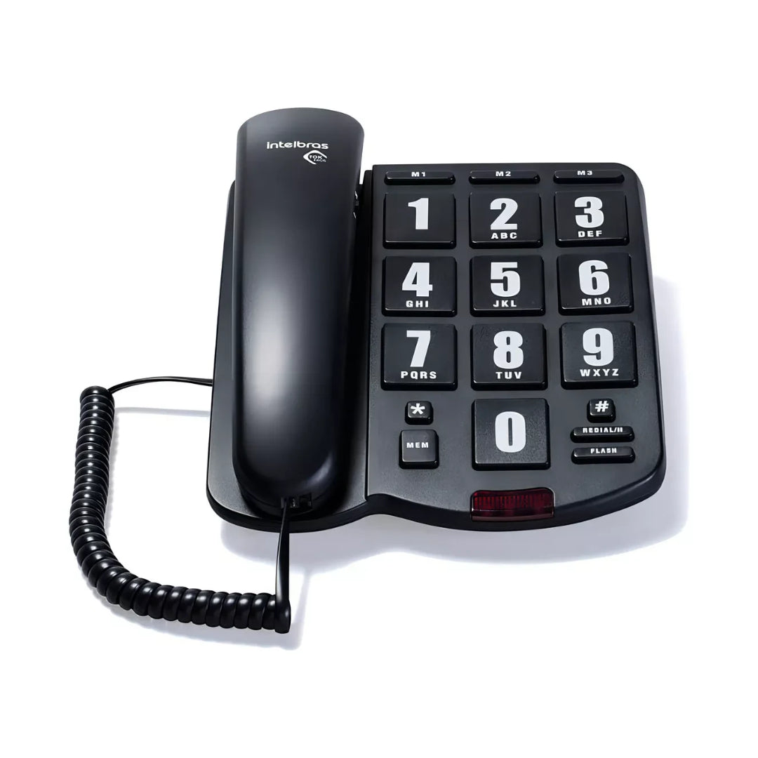 Teléfono Intelbras Telefone Com Fio Telefone Tok Fácil Fijo 110/220v - Color Negro