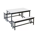 Juego De Comedor Hierro Y Madera Con 2 Bancos 120x30x45cm®