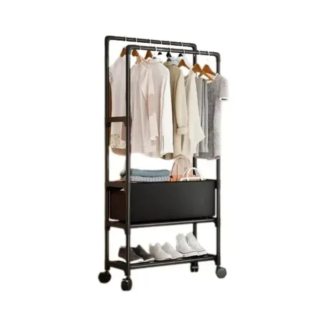 Perchero Doble Metal Resistente Con Zapatero 58x30x148 Cm®