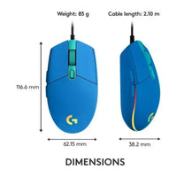 Mouse Gamer Logitech G203 Usb 8000dpi 6 Botones Color Azul