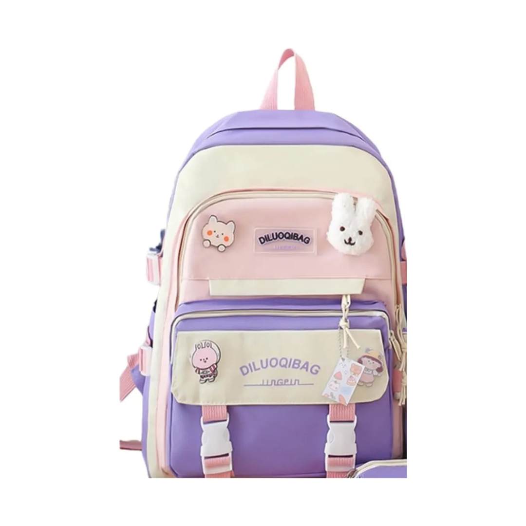 Mochila 5 En 1 Escolar Estilo Coreano Amplio Juvenil Violeta®