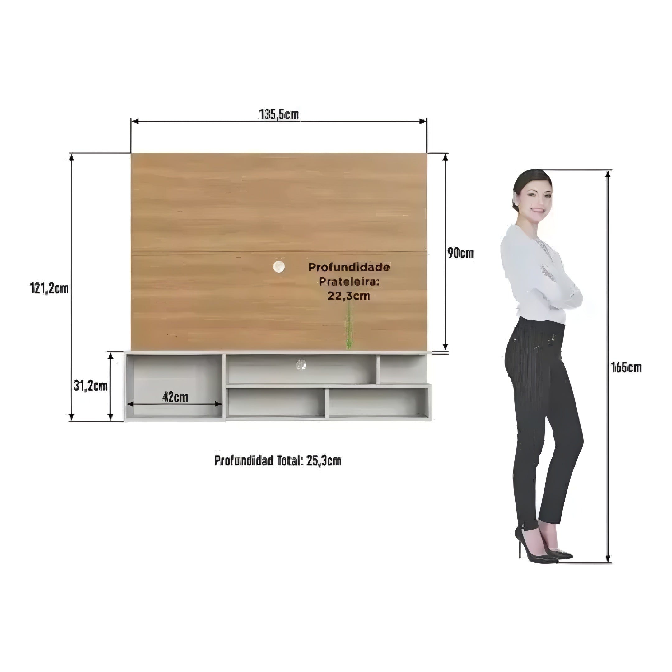 Rack Para Tv 75. Panel Aéreo Con Estantes Living Dormitorio®