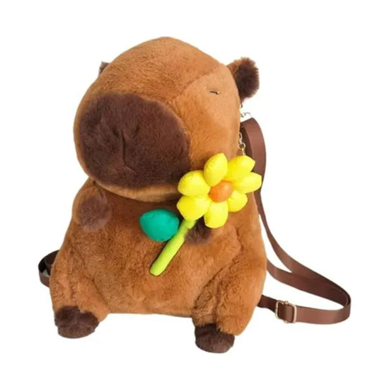 Mochila Peluche Capibara Con Flor Amarilla®