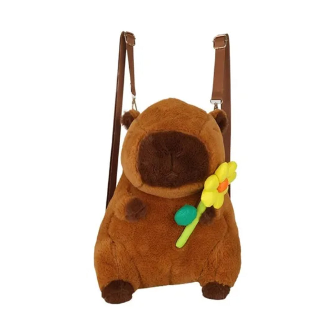 Peluche Capibara Mochila Con Flor Amarilla Para Niños®