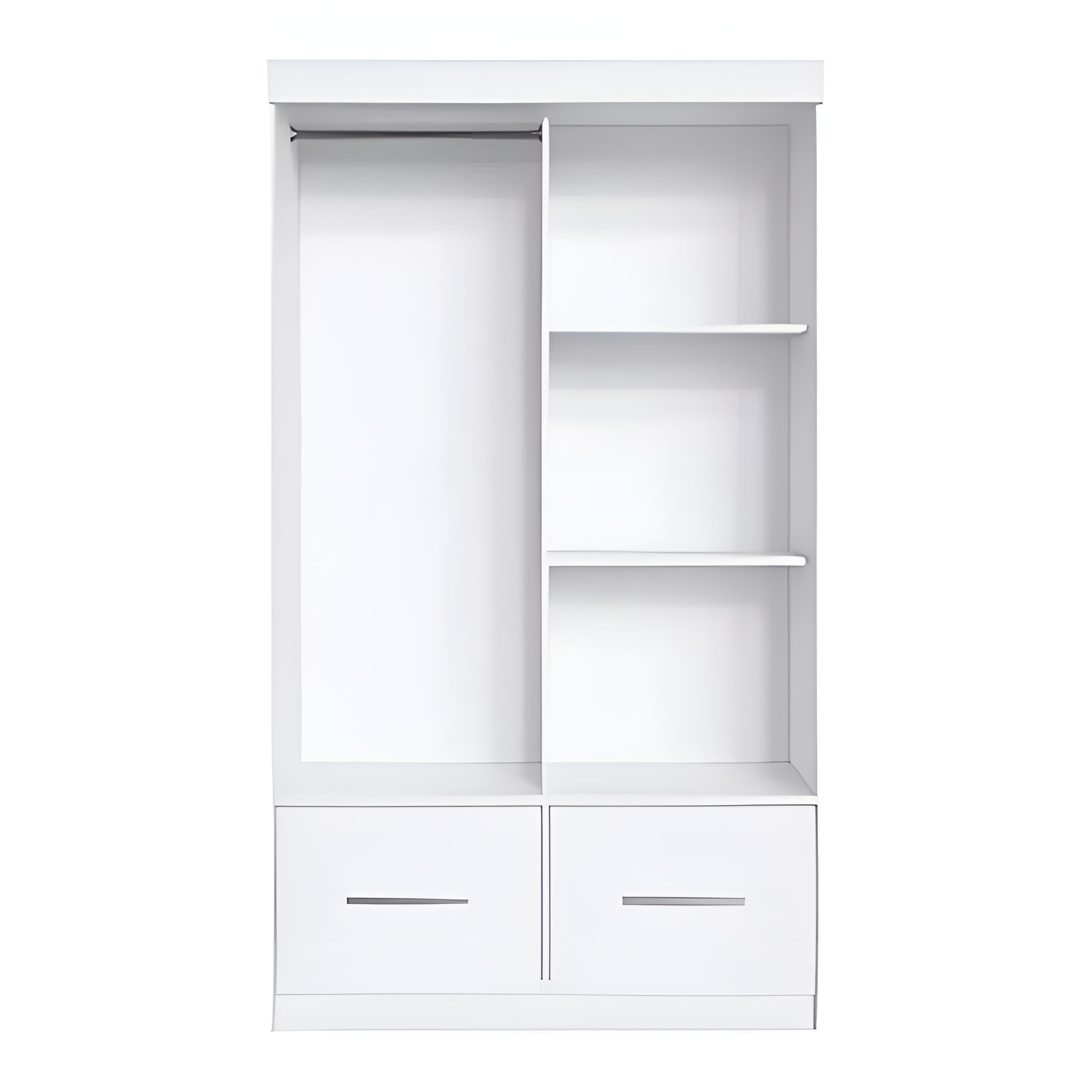 Ropero Moderno Funcional 2 Cajones 3 Estantes Mdf Blanco®