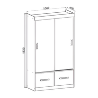 Ropero Moderno Funcional 2 Cajones 3 Estantes Mdf Blanco®