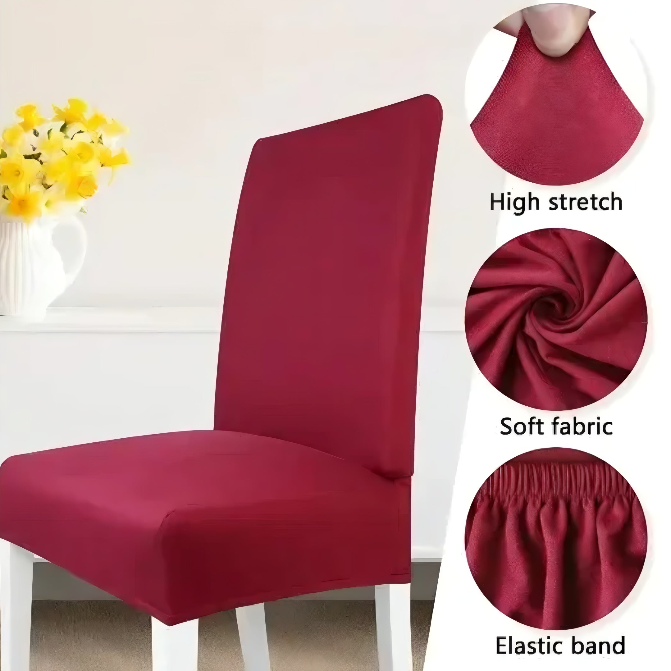 Funda Profesional De Silla Comedor Color Bordo Cubre Asiento Elastizada®