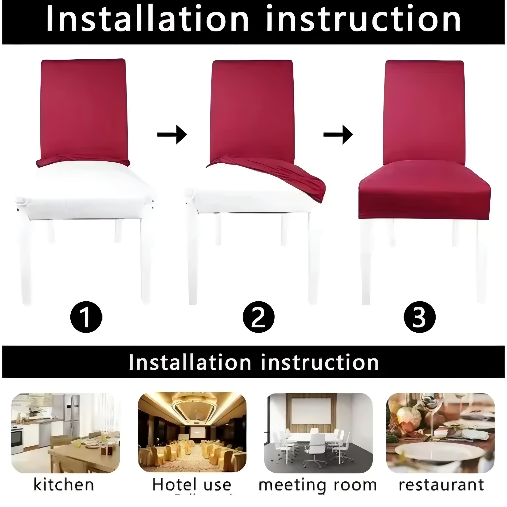 Funda Profesional De Silla Comedor Color Bordo Cubre Asiento Elastizada®