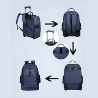 Mochila Con Ruedas Viajera Resistente Tela Oxford Negro®