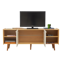 Rack Tv Moderno 2 Puertas 2 Estantes Internos Color Madera®