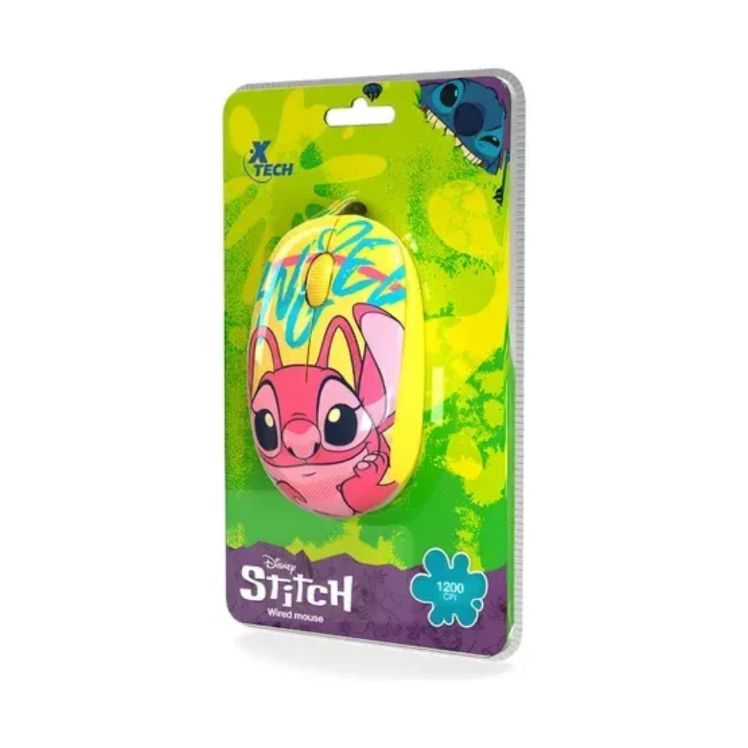 Mouse Infantil Stitch Xtech Disney Amarillo Usb 1200dpi®