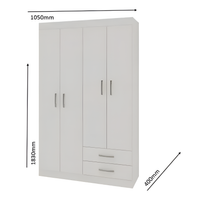 Ropero Elegante Minimalista 4 Puertas 2 Cajones Mdf Blanco®