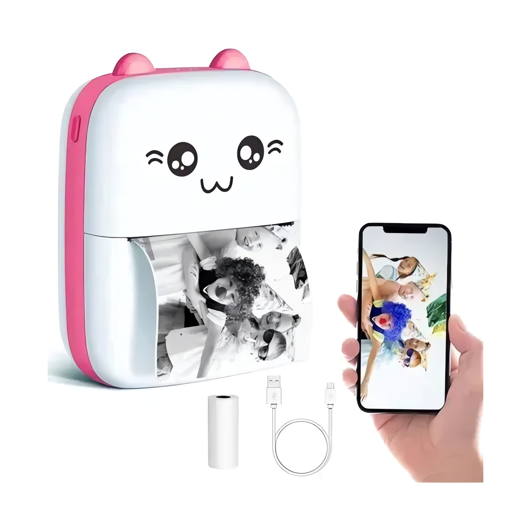 Mini Impresora Térmica Rosa + Rollo Autoadhesivo De Obsequio®