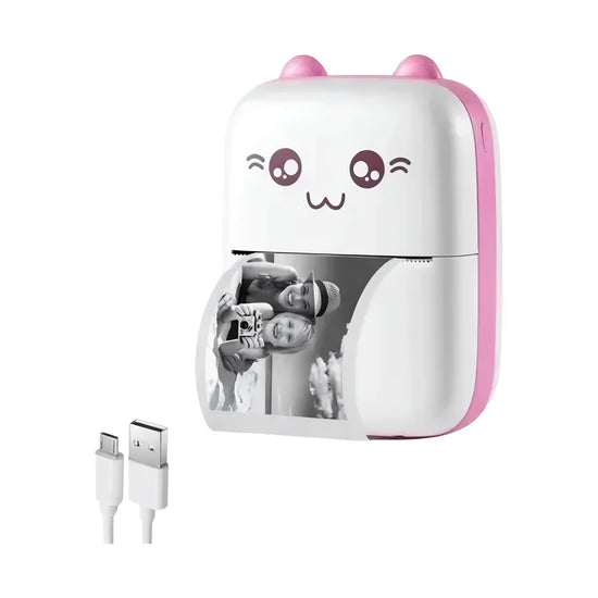 Mini Impresora Térmica Rosa + Rollo Autoadhesivo De Obsequio®