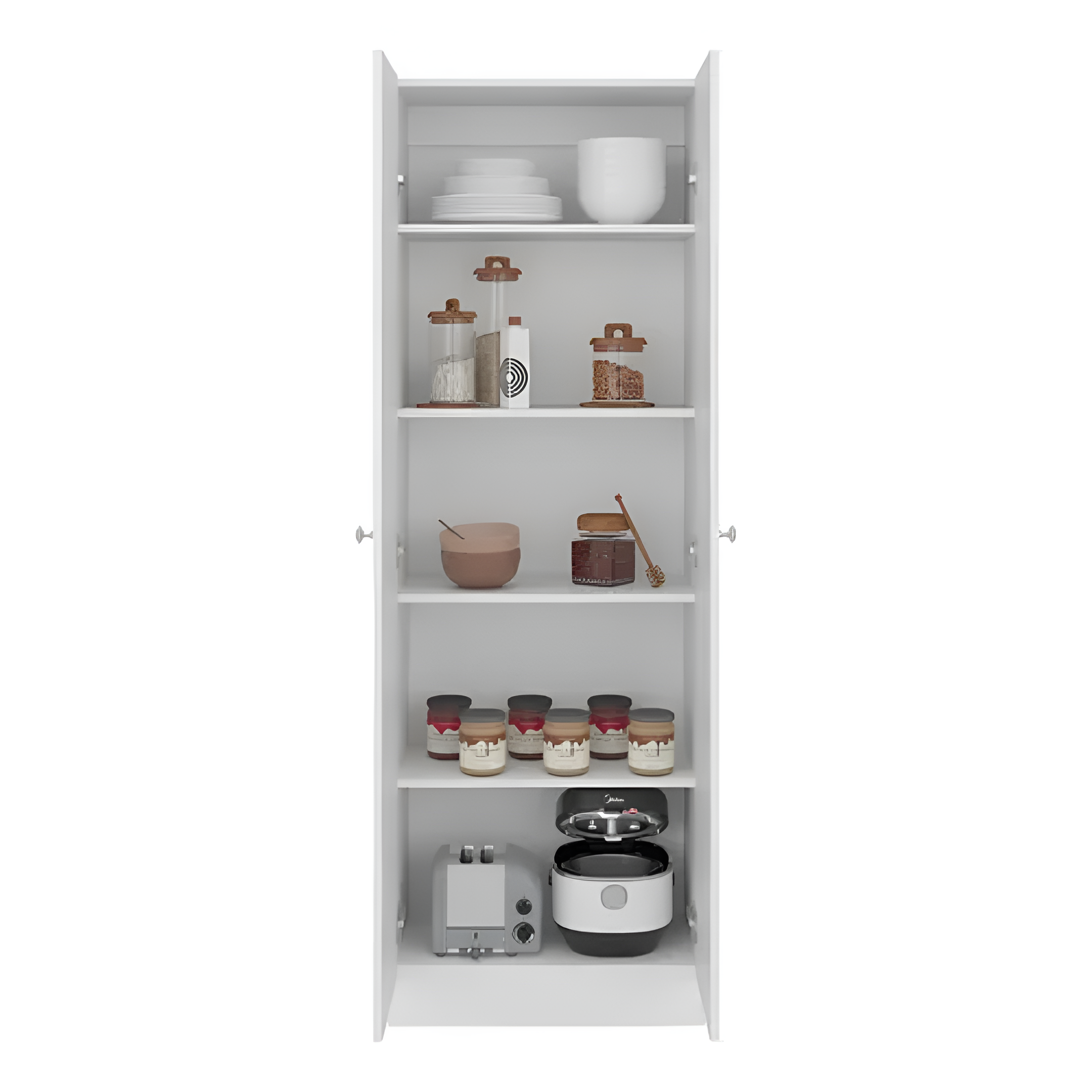 Mueble Multiuso Minimalista 2 Puertas 4 Estantes Mdf Blanco®