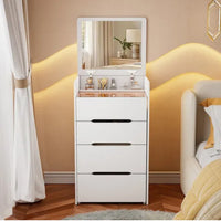 Mesa De Luz Estilo Tocador Con Espejo Y Cajones Mdf Blanco®