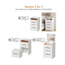 Mesa De Luz Estilo Tocador Con Espejo Y Cajones Mdf Blanco®