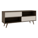 Rack Minimalista Tv 2 Puertas 2 Estantes Mdf Marrón Y Blanco®