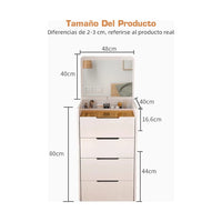 Mesa De Luz Estilo Tocador Con Espejo Y Cajones Mdf Blanco®