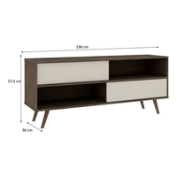 Rack Minimalista Tv 2 Puertas 2 Estantes Mdf Marrón Y Blanco®