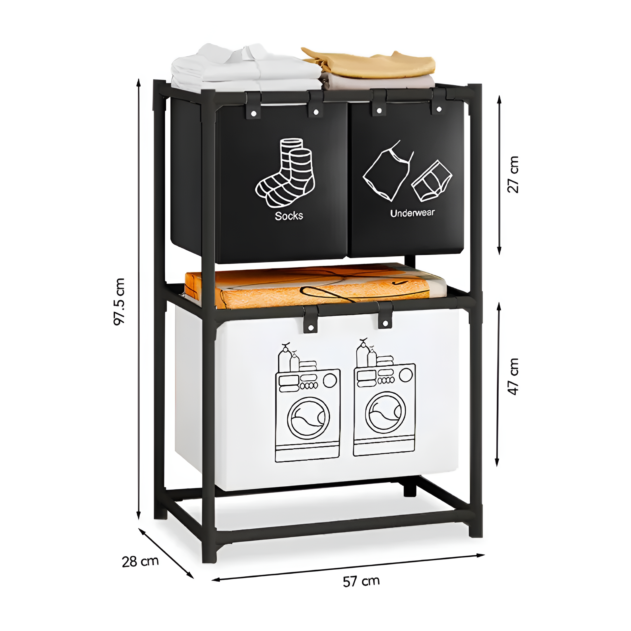 Mueble Organizador Lavandería 2 Niveles 3 Compartimientos®