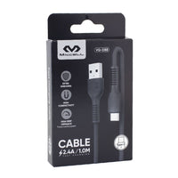 Cables Usb Tipo C Miccell 2.4a 1.0m Largo Negro Pro®