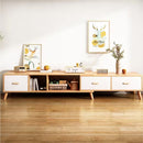 Rack Tv Madera Largo Extensible 120-198cm Natural Y Blanco®